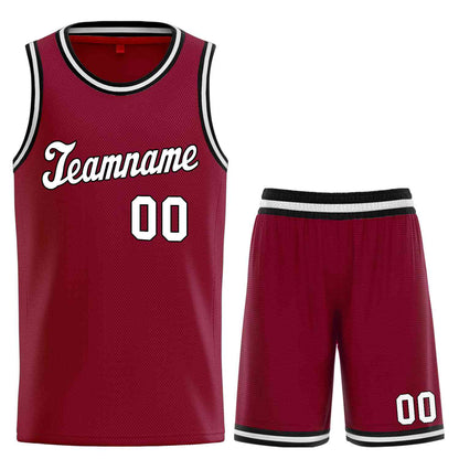 Custom Maroon White-Black Classic Sets Sports Uniform Basketball Jersey