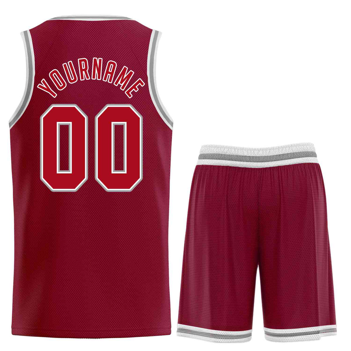 Custom Maroon Red-Gray Classic Sets Sports Uniform Basketball Jersey