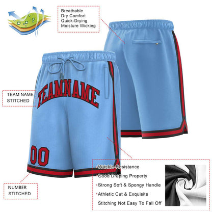 Custom Powder Blue Maroon-Black Sport Basketball Shorts