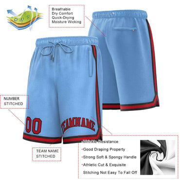 Custom Powder Blue Maroon-Black Sport Basketball Shorts
