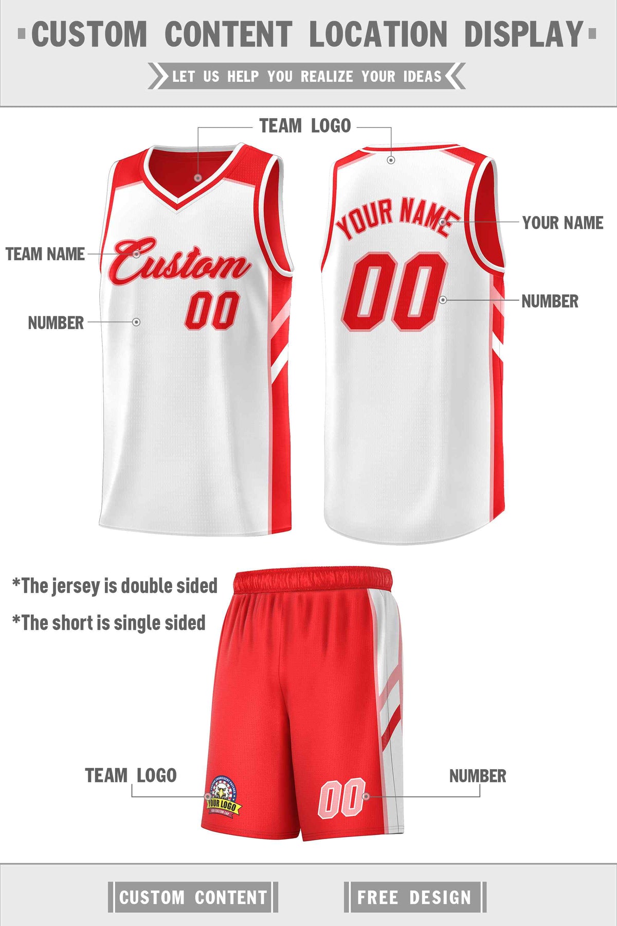 Custom Red White-Pink Double Side Sets Men Basketball Jersey