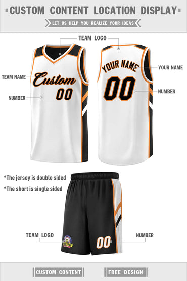 Custom Black White Double Side Sets Men Basketball Jersey