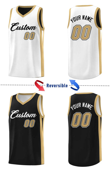 Custom Black White Double Side Sets Men Basketball Jersey