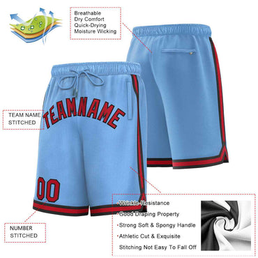 Custom Powder Blue Maroon-Black Sport Basketball Shorts