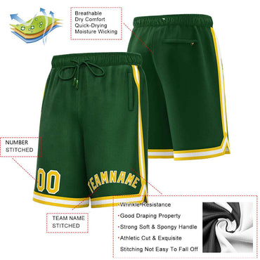 Custom Green Yellow-White Sport Basketball Shorts