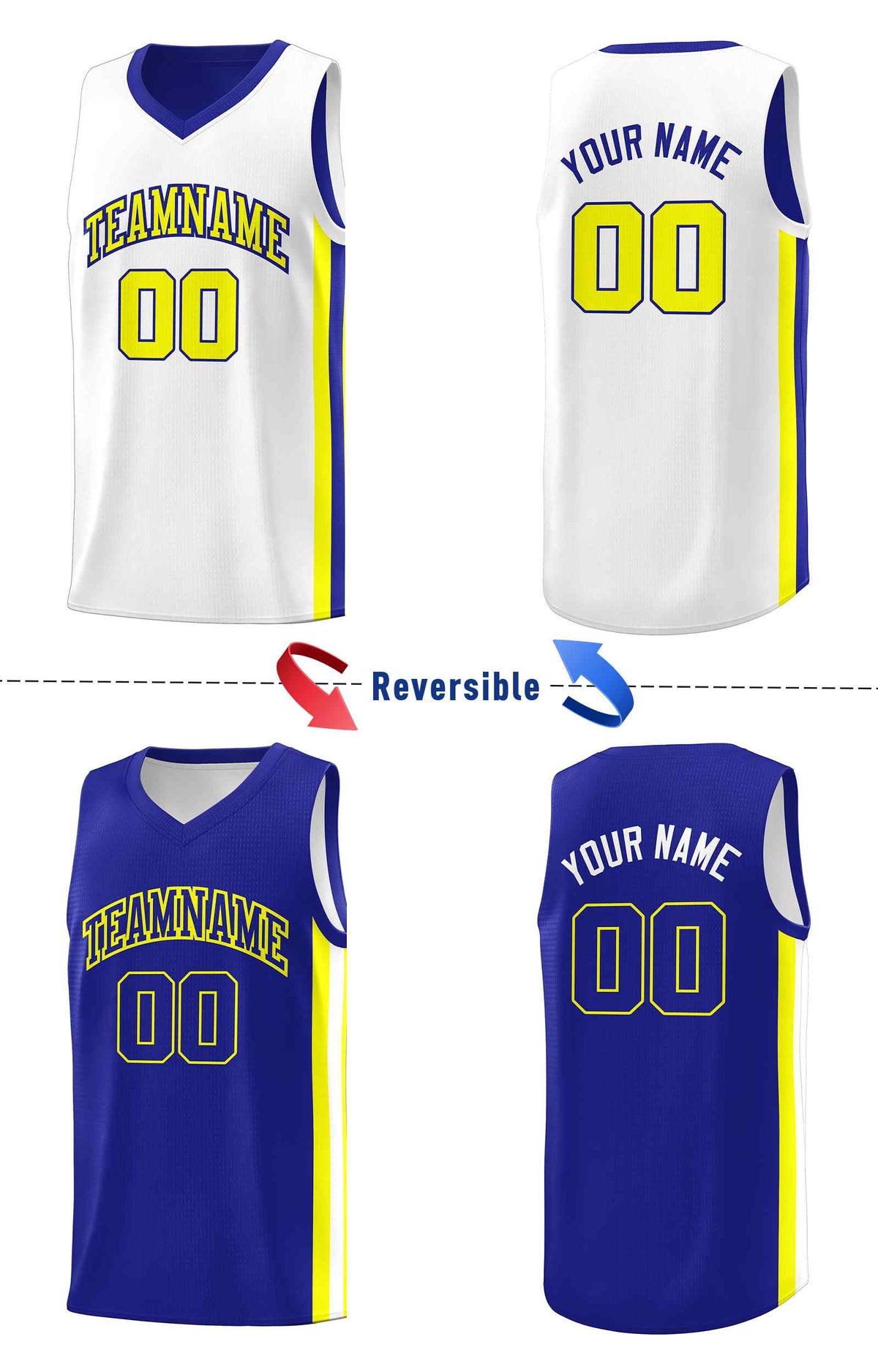 Custom Royal White-White Double Side Sets Men Basketball Jersey
