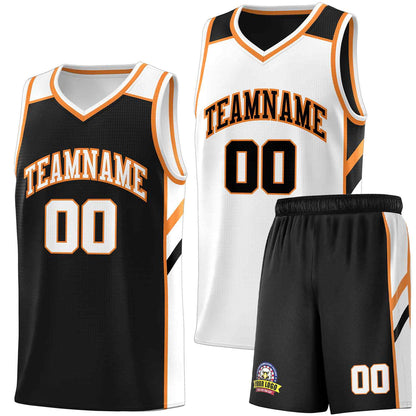 Custom Black White Double Side Sets Men Basketball Jersey