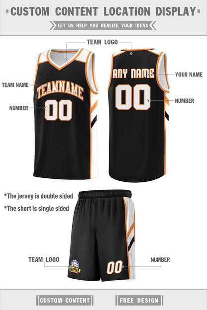 Custom Black White Double Side Sets Men Basketball Jersey