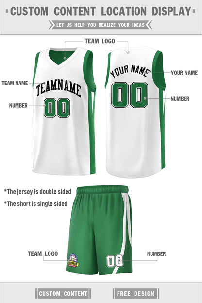 Custom Green White-Black Double Side Sets Men Basketball Jersey