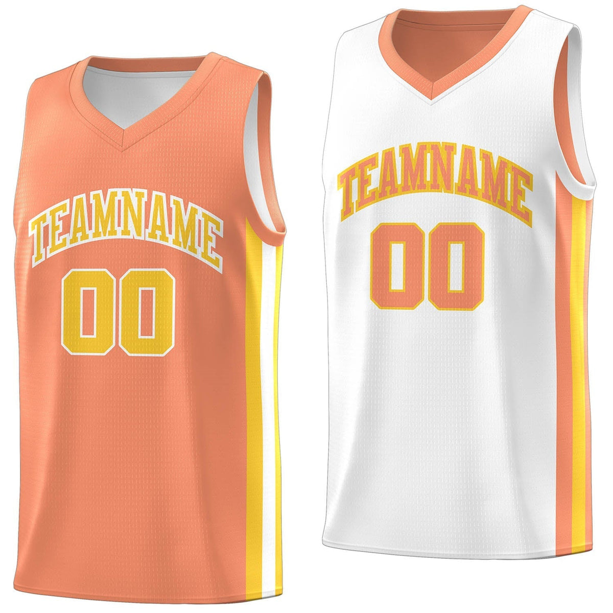 Custom White Orange Double Side Tops Basketball Jersey