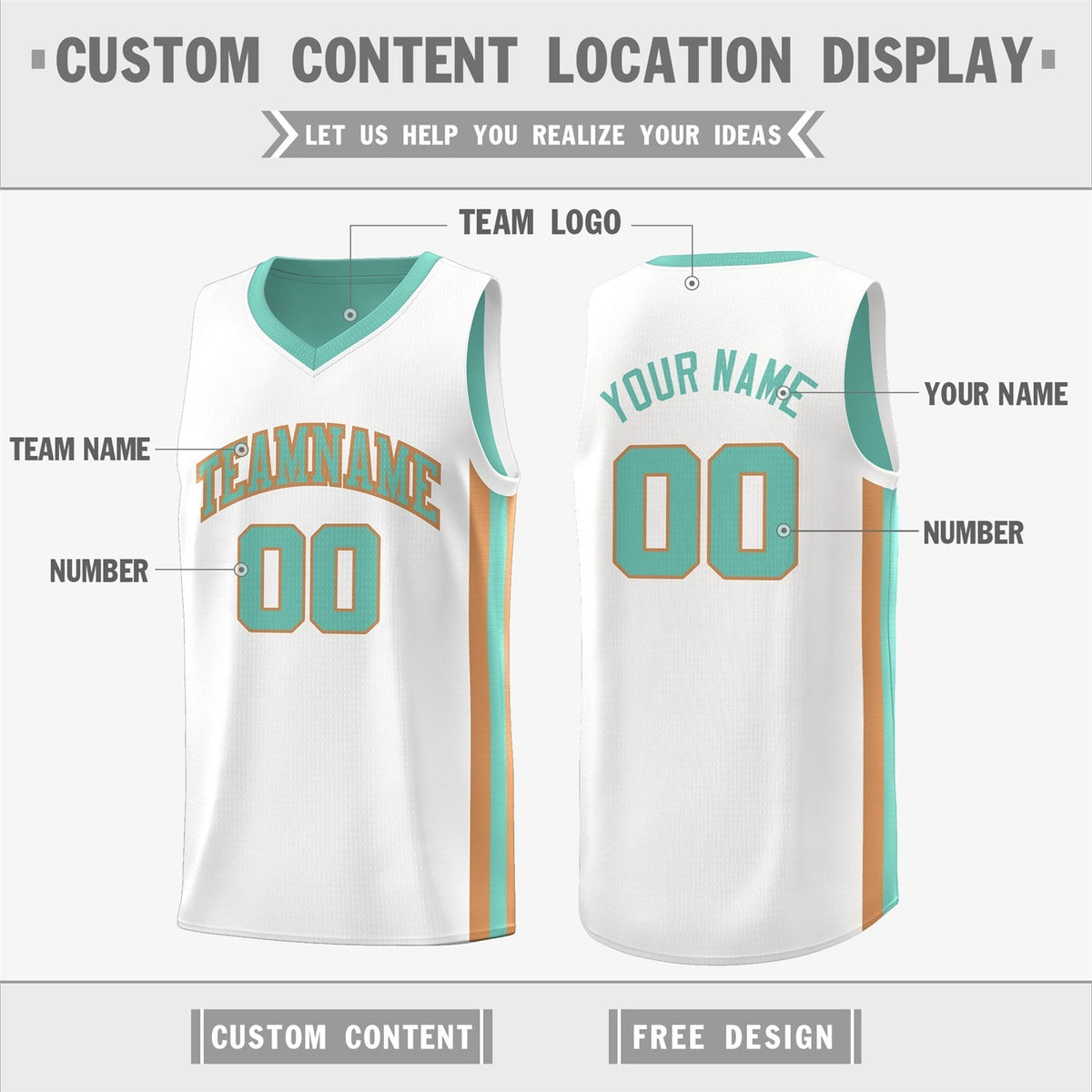 Custom Light Green White Double Side Tops Basketball Jersey