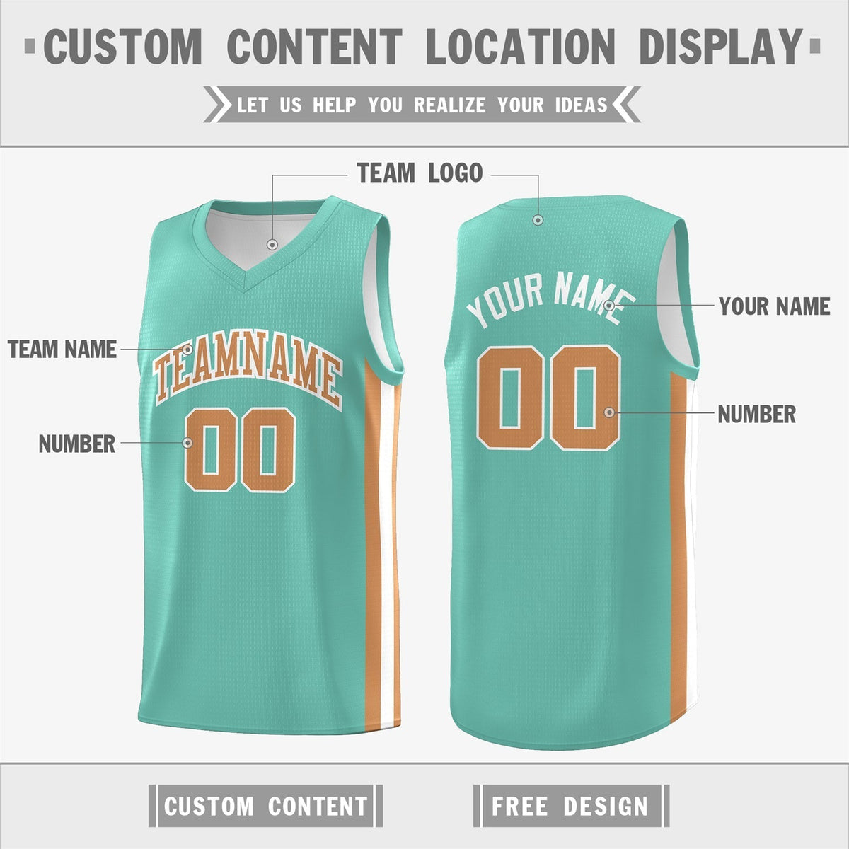 Custom Light Green White Double Side Tops Basketball Jersey