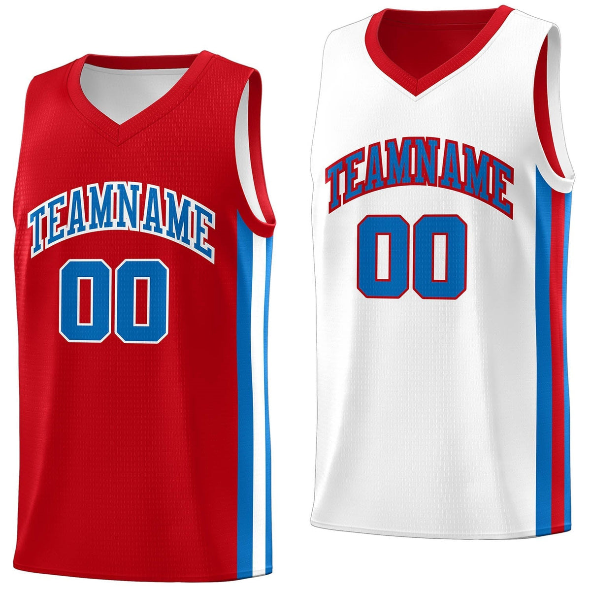 Custom Red White Double Side Tops Basketball Jersey
