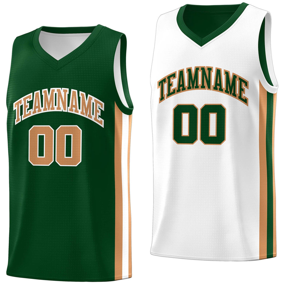 Custom Green White-Khaki Double Side Tops Basketball Jersey