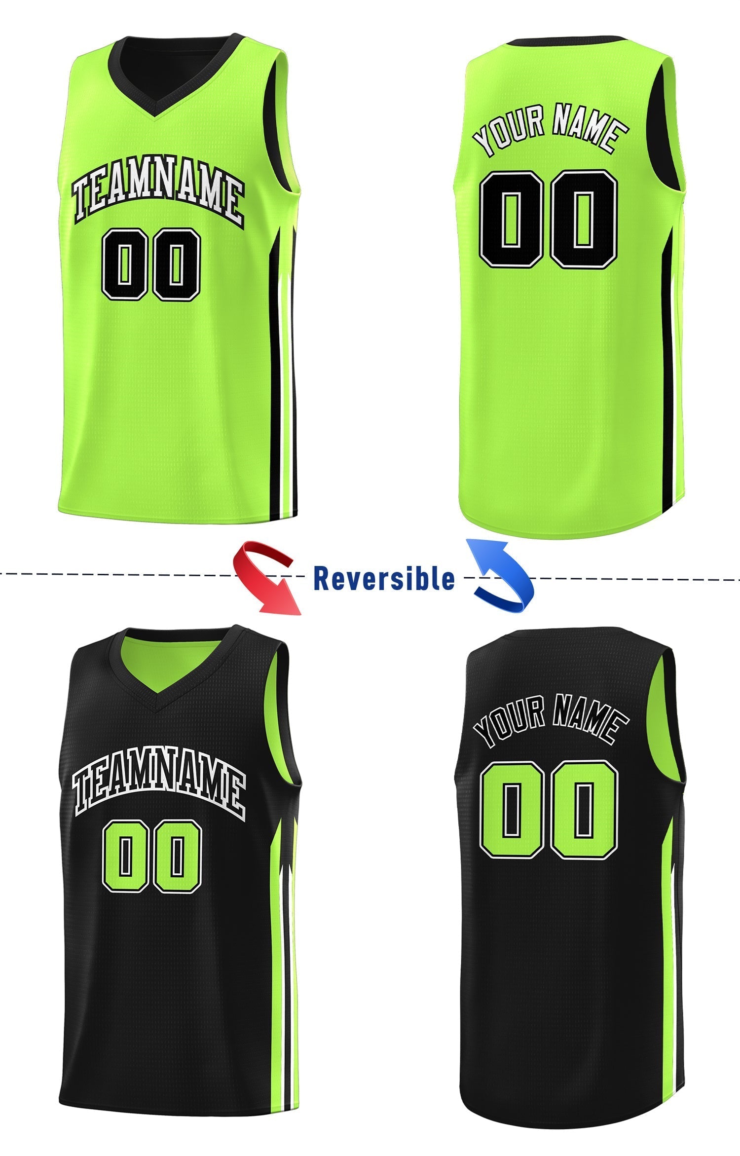 Custom Reversible Basketball Jersey Personalized Double Side Tops