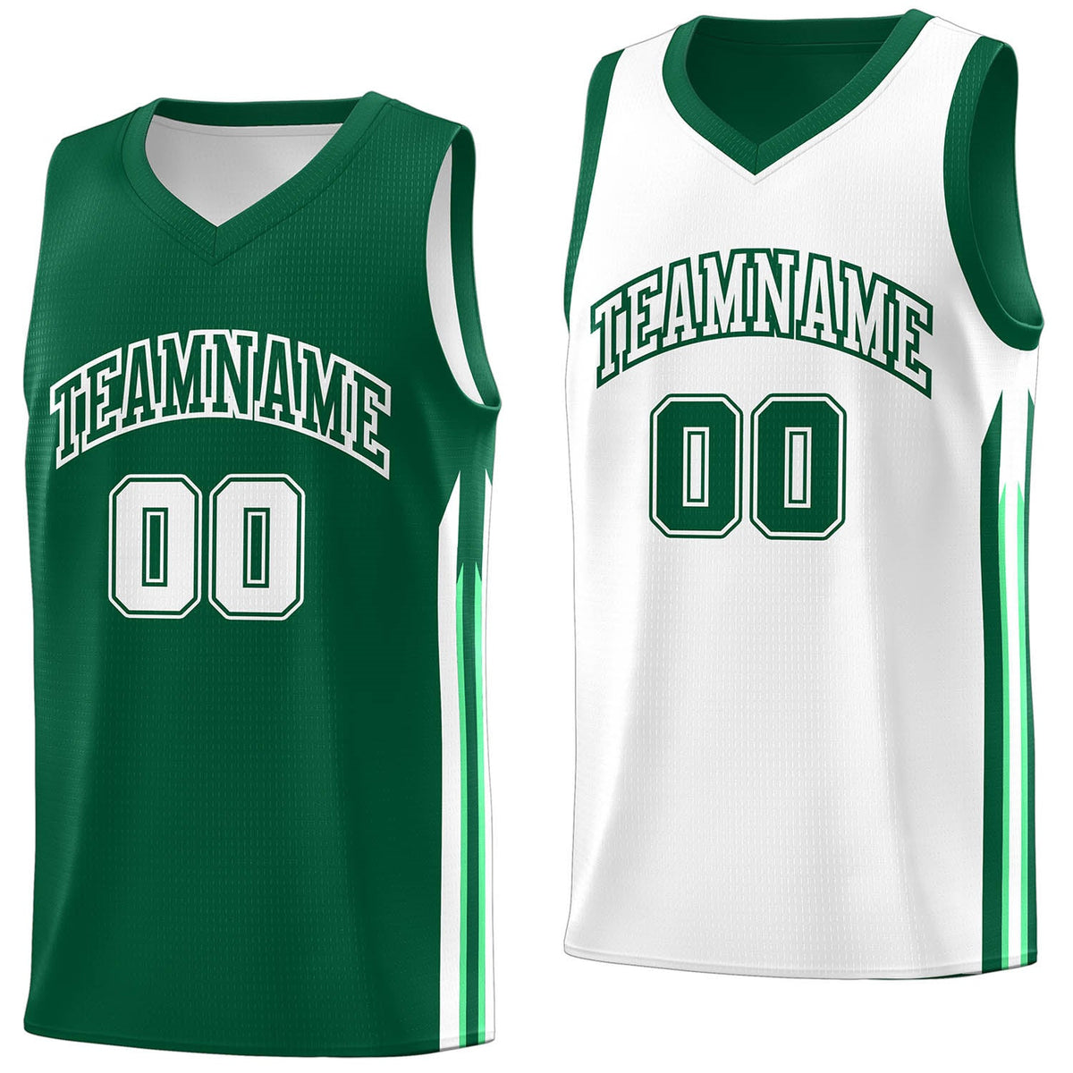Custom Green White Double Side Tops Men Training Basketball Jersey