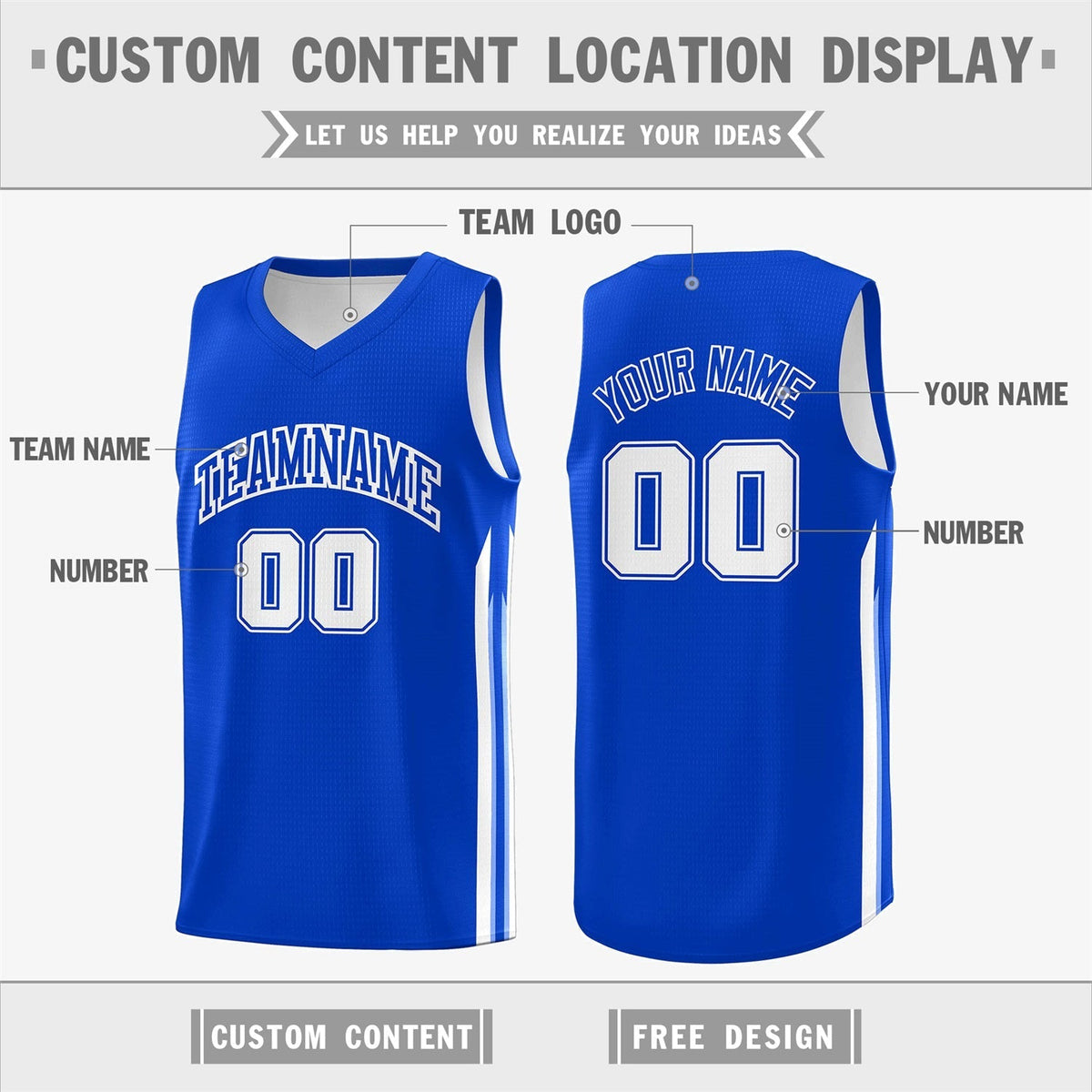Custom Royal White Double Side Tops Men Training Basketball Jersey