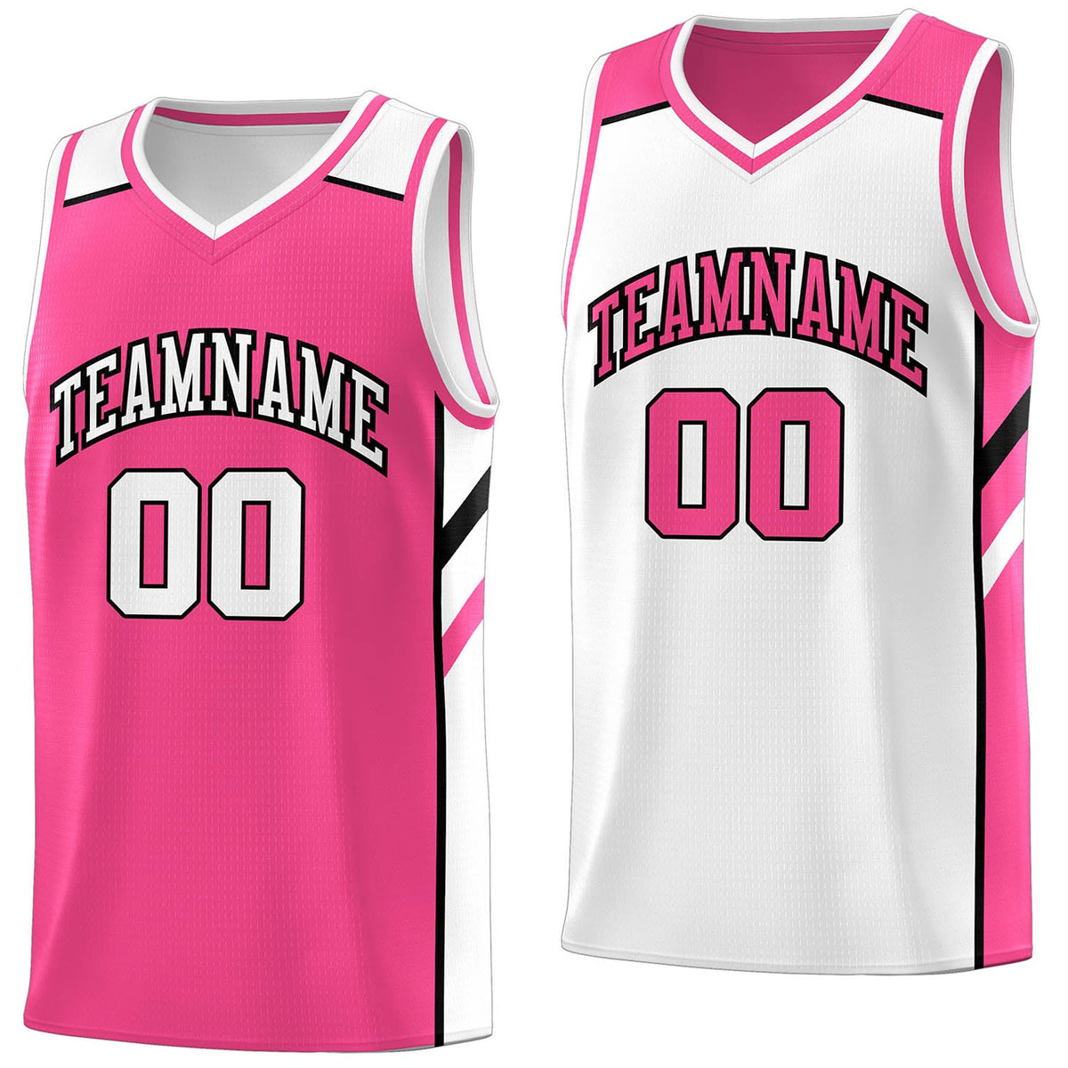 Custom Pink White Double Side Tops Training Basketball Jersey