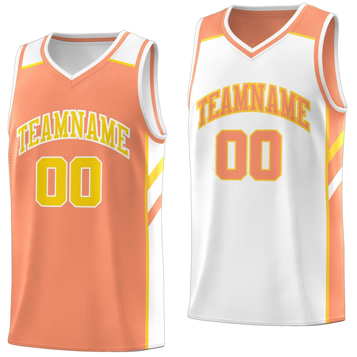 Custom Orange White Double Side Tops Men Casual Basketball Jersey