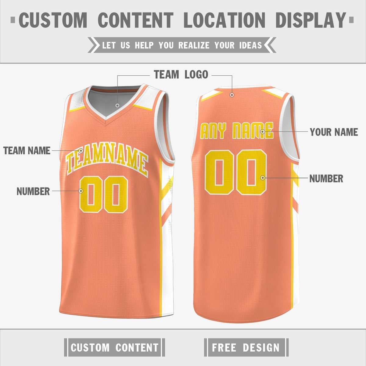 Custom Orange White Double Side Tops Men Casual Basketball Jersey