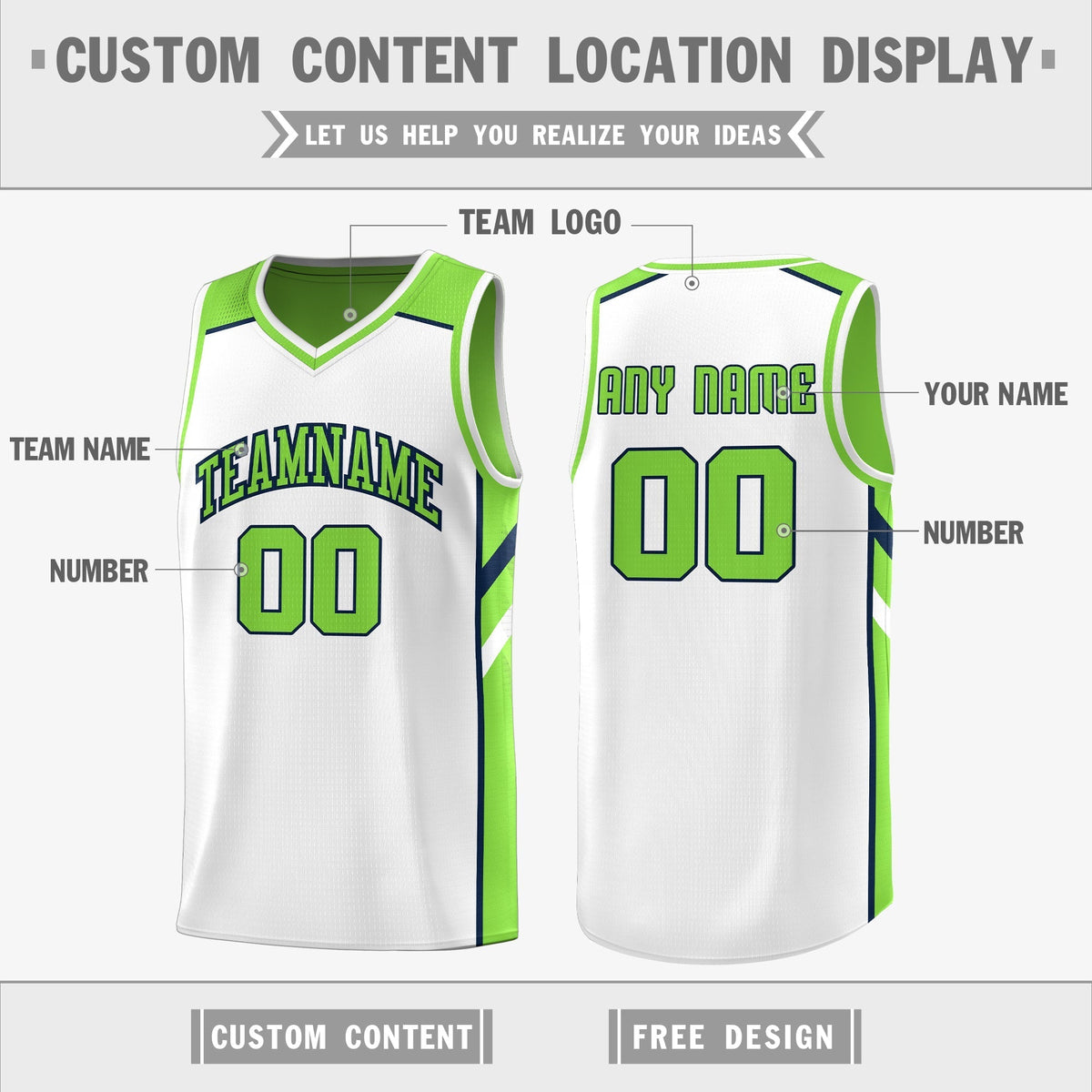 Custom Green Double Side Tops Training Basketball Jersey