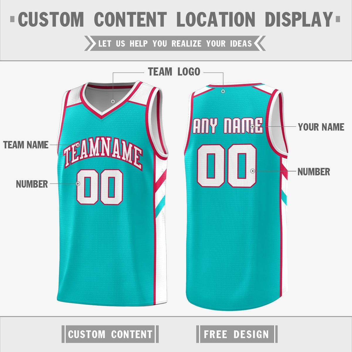Custom Light Green White Double Side Tops Casual Basketball Jersey