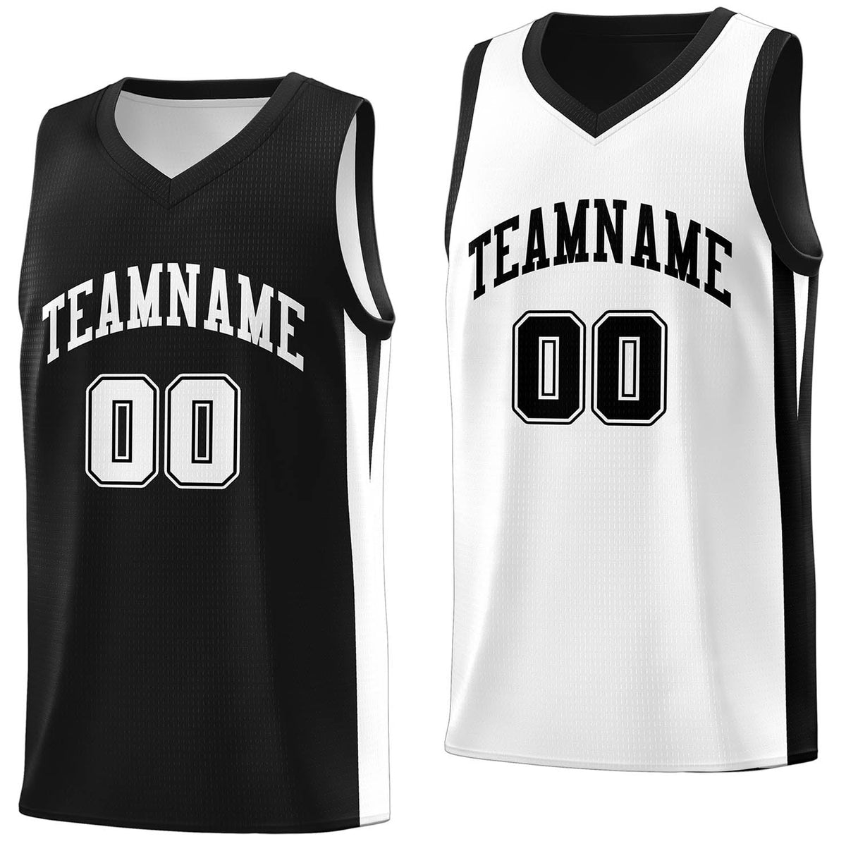 Custom Black White Double Side Tops Athletic Basketball Jersey