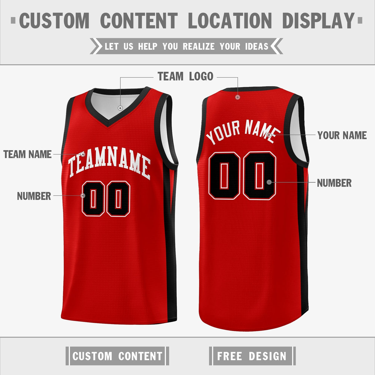 Custom Red White Double Side Tops Athletic Basketball Jersey