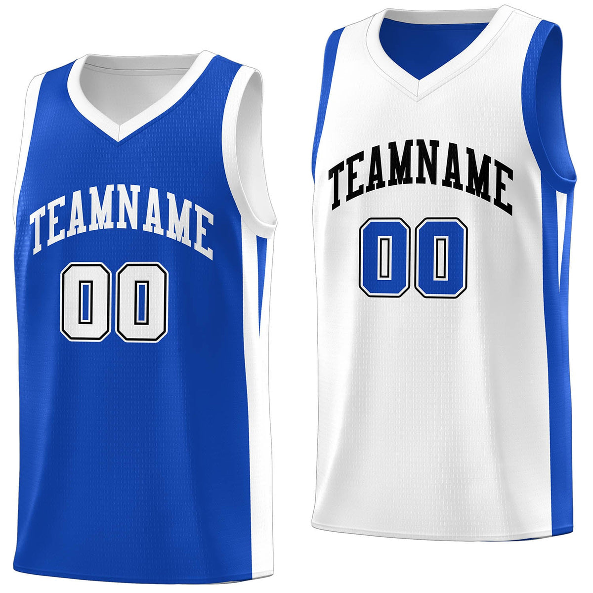 Custom Royal White Double Side Tops Athletic Basketball Jersey