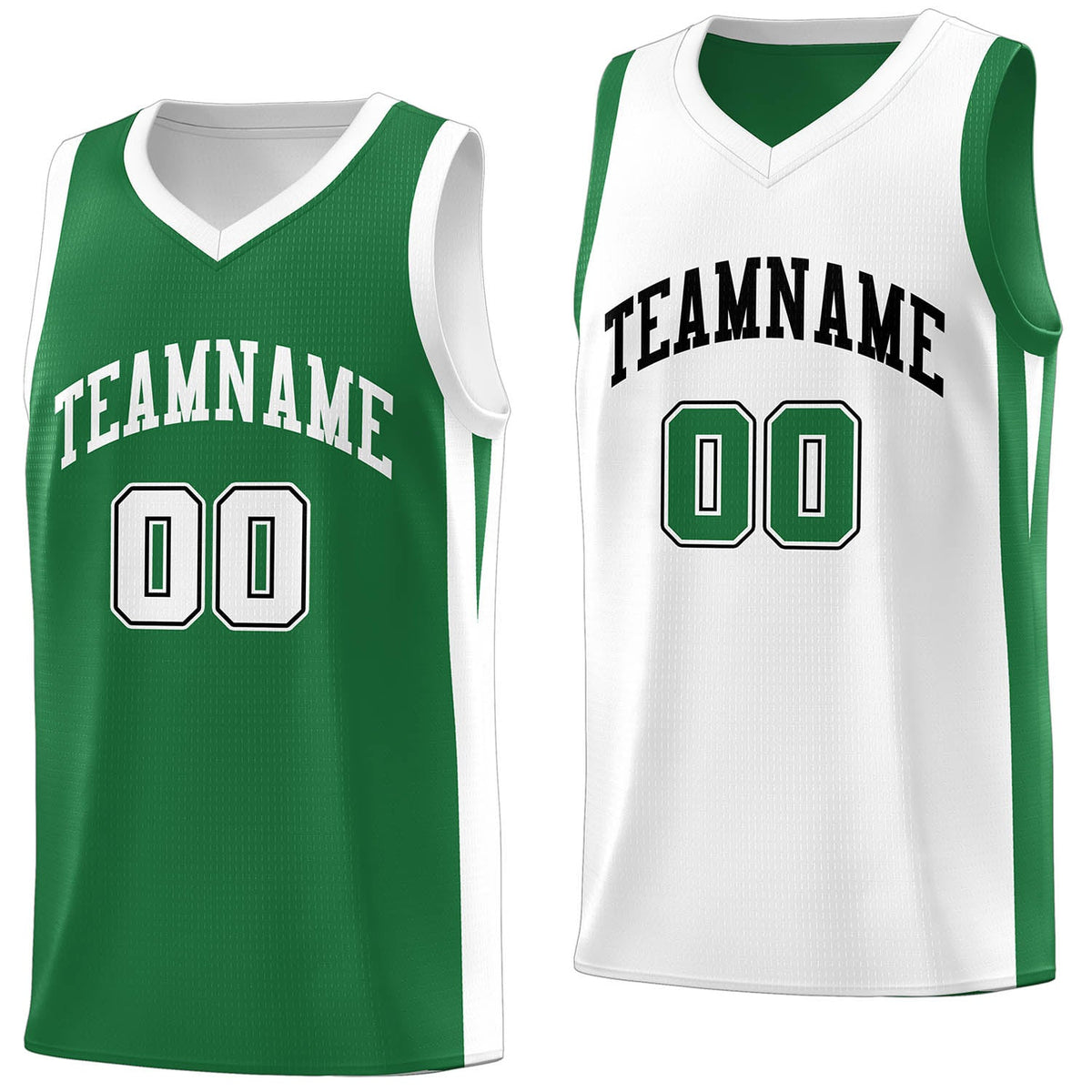 Custom Green White Double Side Tops Athletic Basketball Jersey