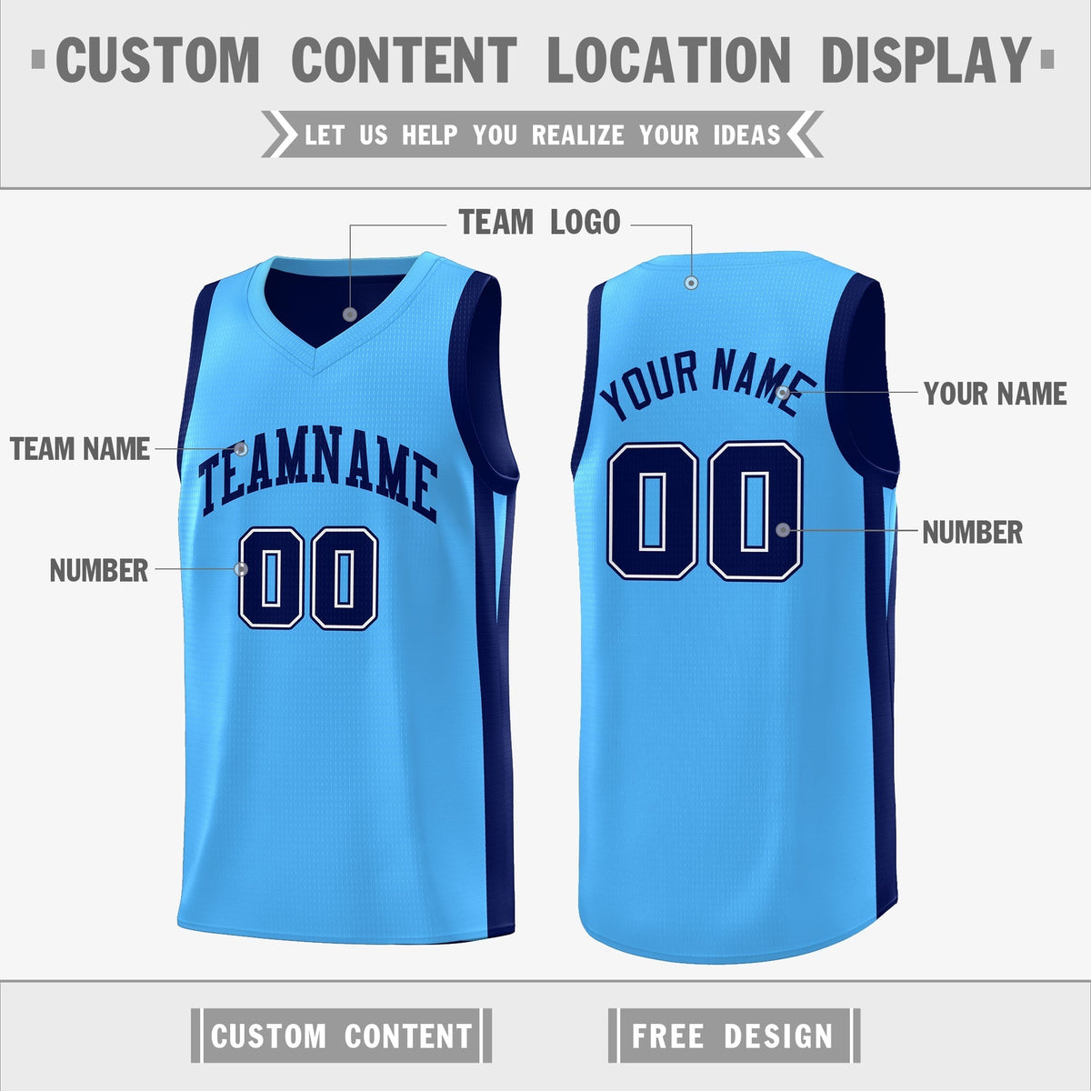 Custom Navy Blue Double Side Tops Athletic Basketball Jersey