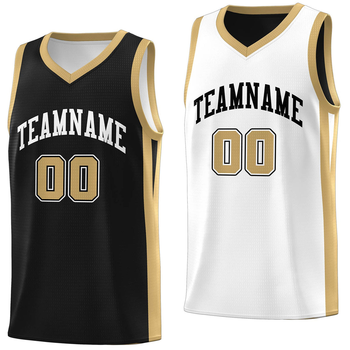 Custom Black White-Khaki Double Side Tops Athletic Basketball Jersey