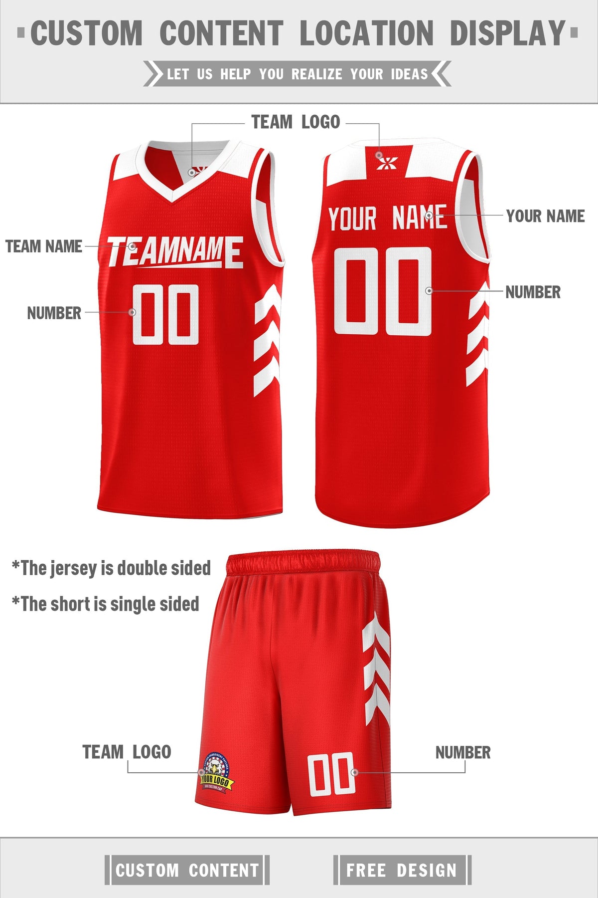 Custom White Red Double Side Sets Men Basketball Jersey