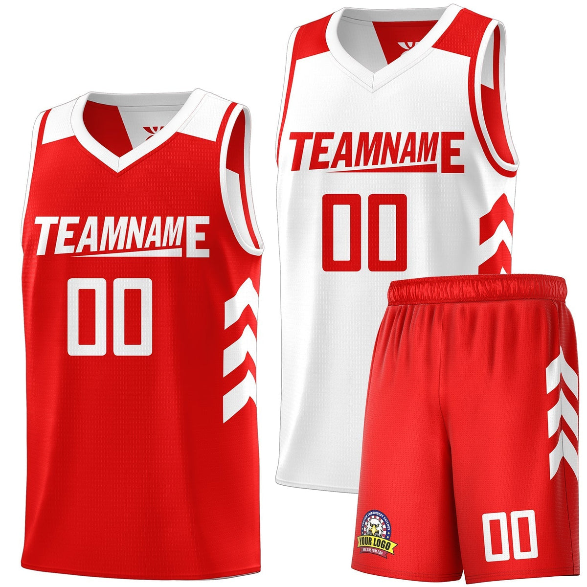 Custom White Red Double Side Sets Men Basketball Jersey