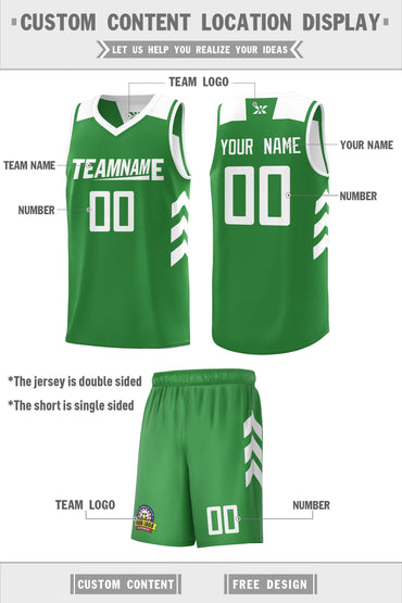 Custom Green White Double Side Sets Personalized Basketball Jersey