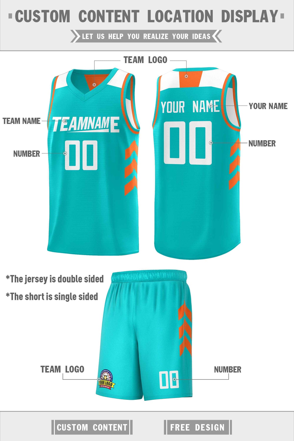 Custom Teal White Double Side Sets Personalized Basketball Jersey