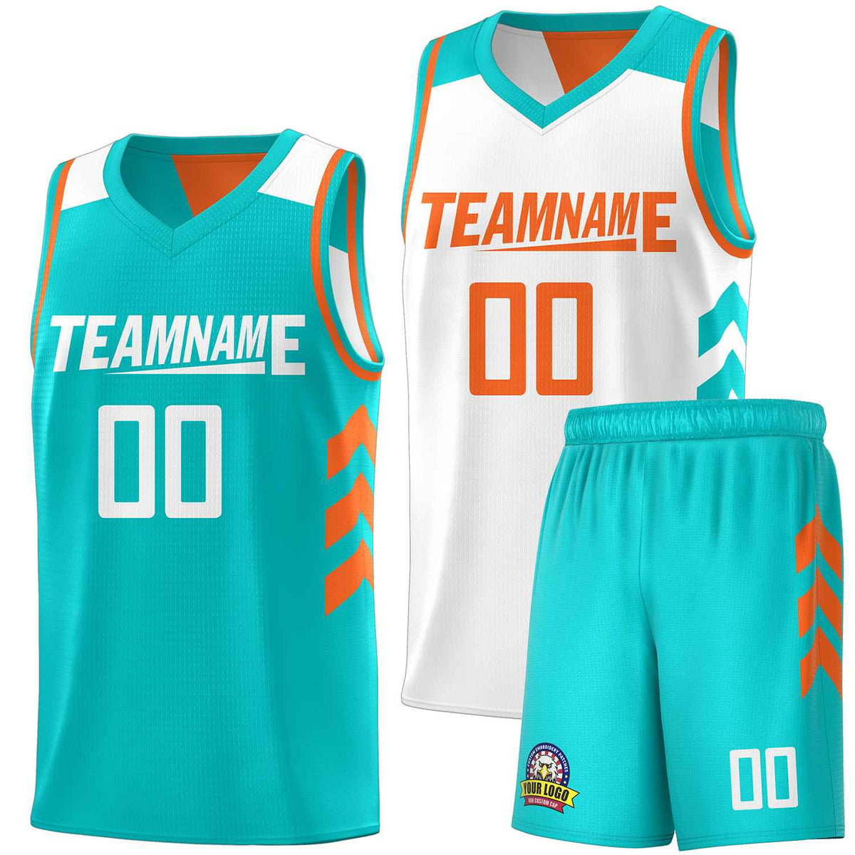 Custom Teal White Double Side Sets Personalized Basketball Jersey