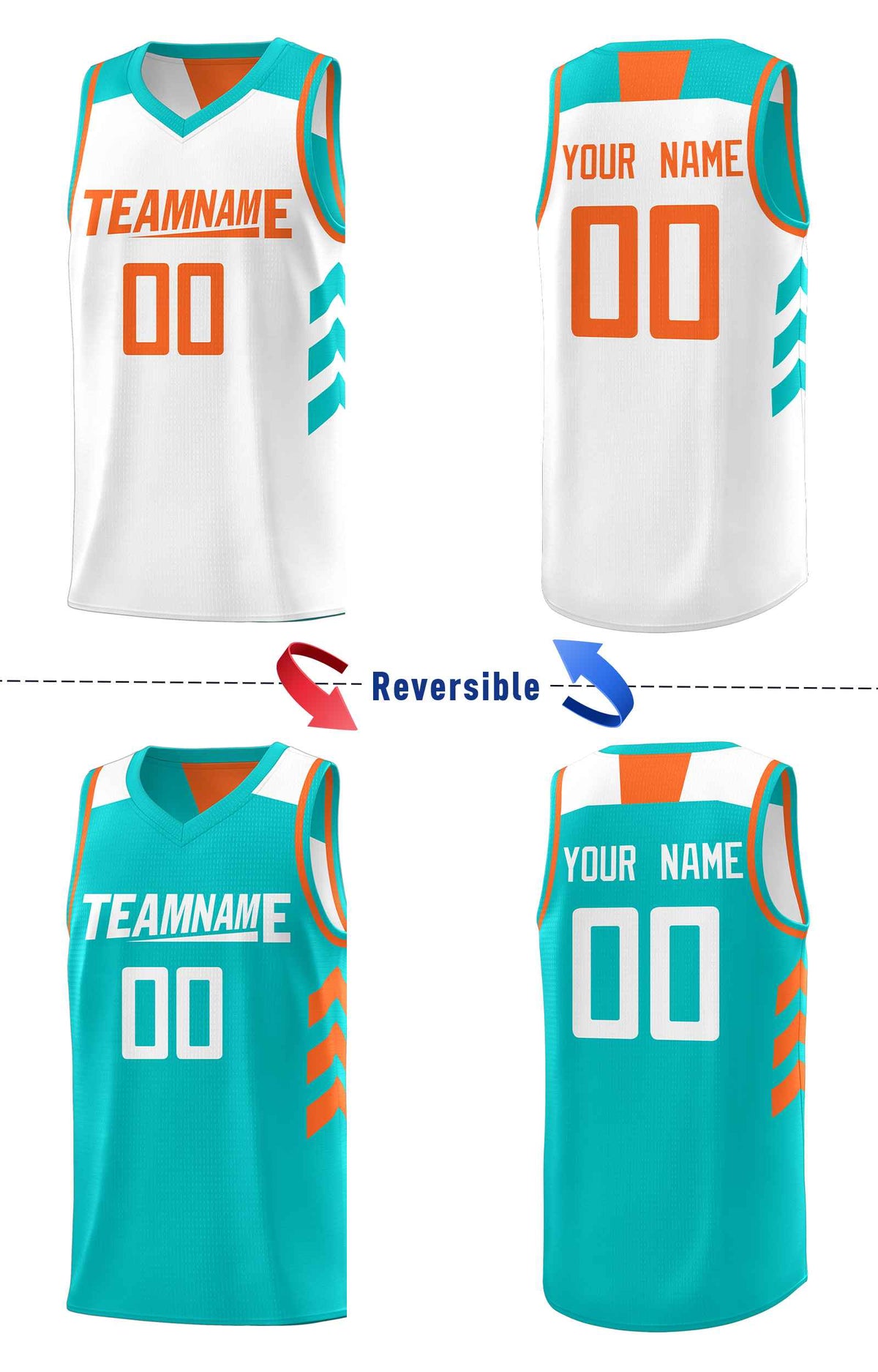 Custom Teal White Double Side Sets Personalized Basketball Jersey