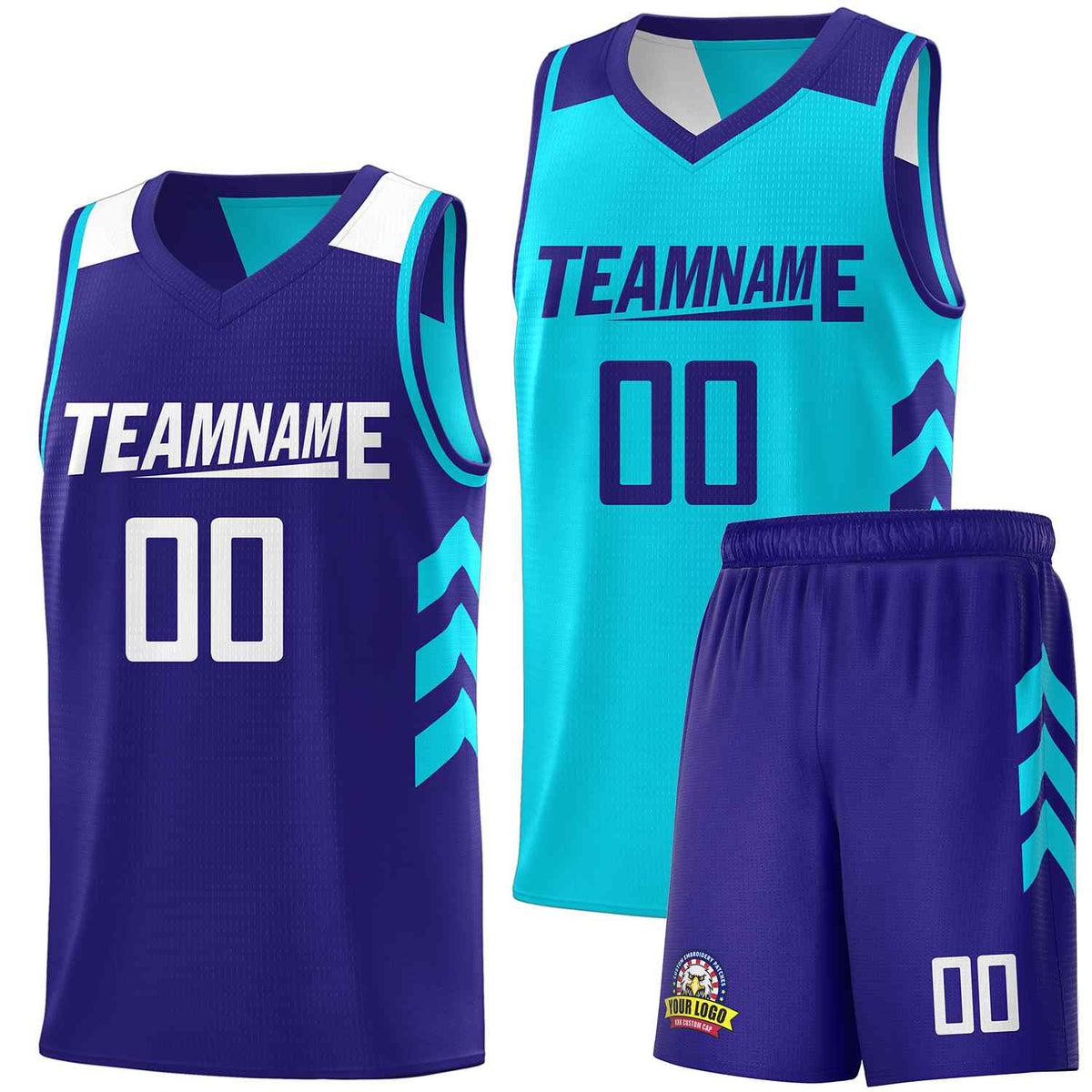 Custom Purple Aqua Double Side Sets Personalized Basketball Jersey