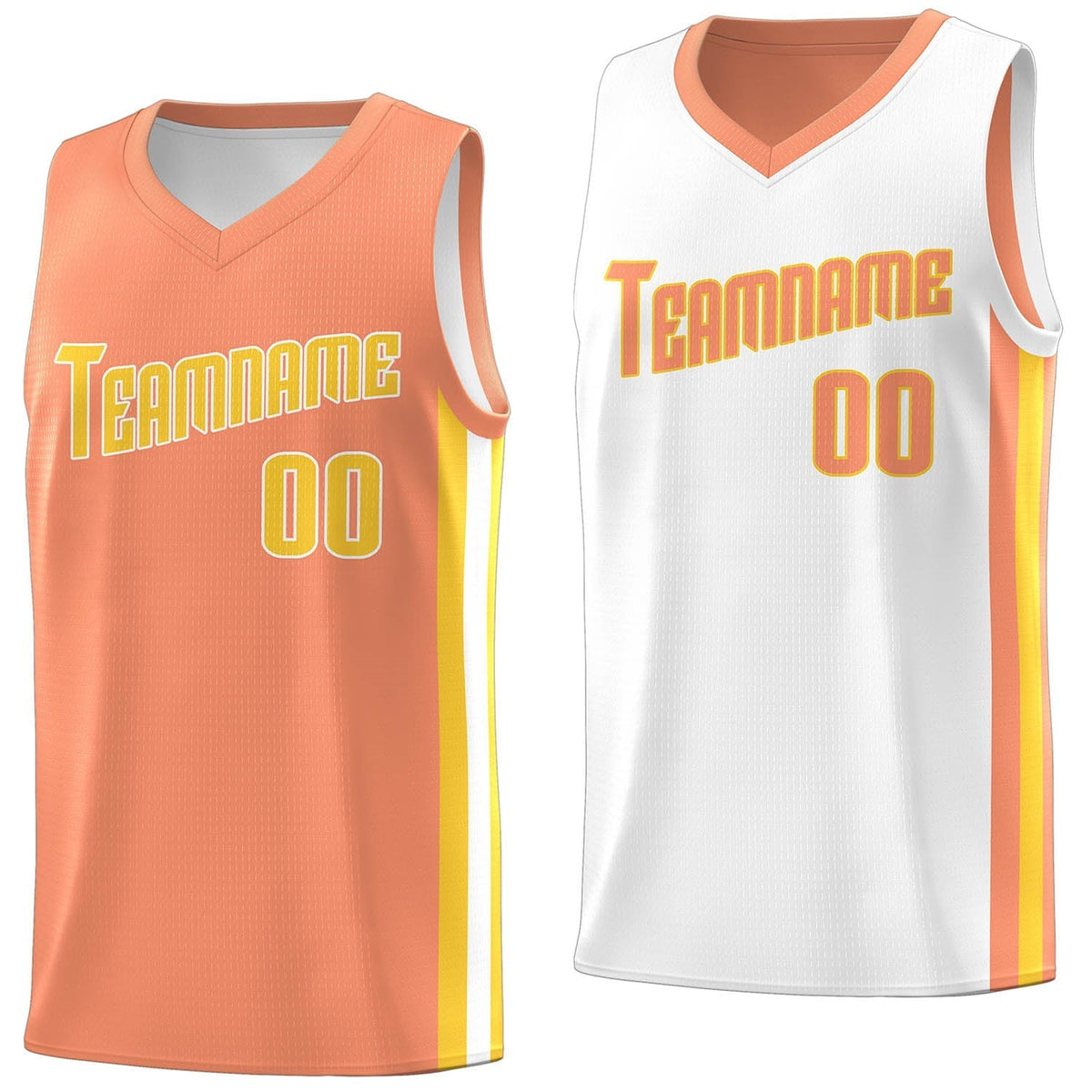 Custom White Orange Double Side Tops Basketball Jersey