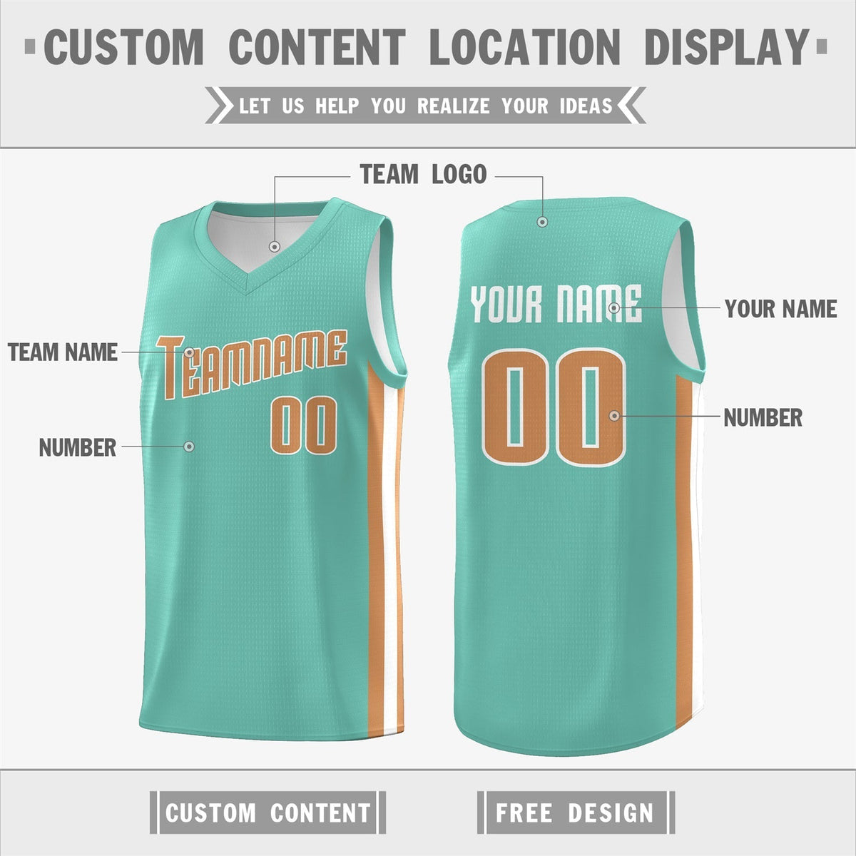 Custom Light Green White Double Side Tops Basketball Jersey