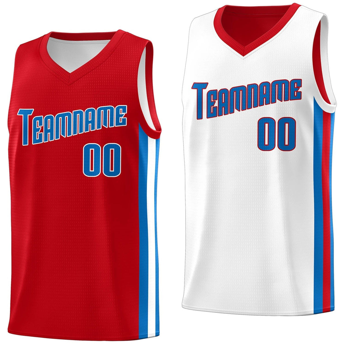 Custom Red White Double Side Tops Basketball Jersey