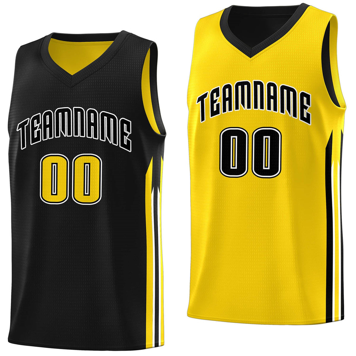 Custom Black Yellow Double Side Tops Men Training Basketball Jersey