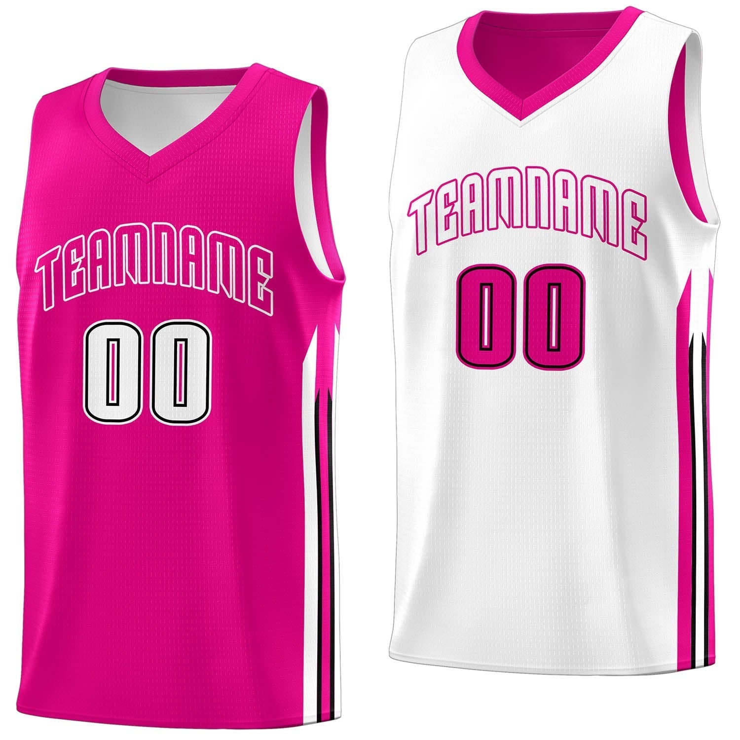 Custom Pink White Double Side Tops Men Training Basketball Jersey