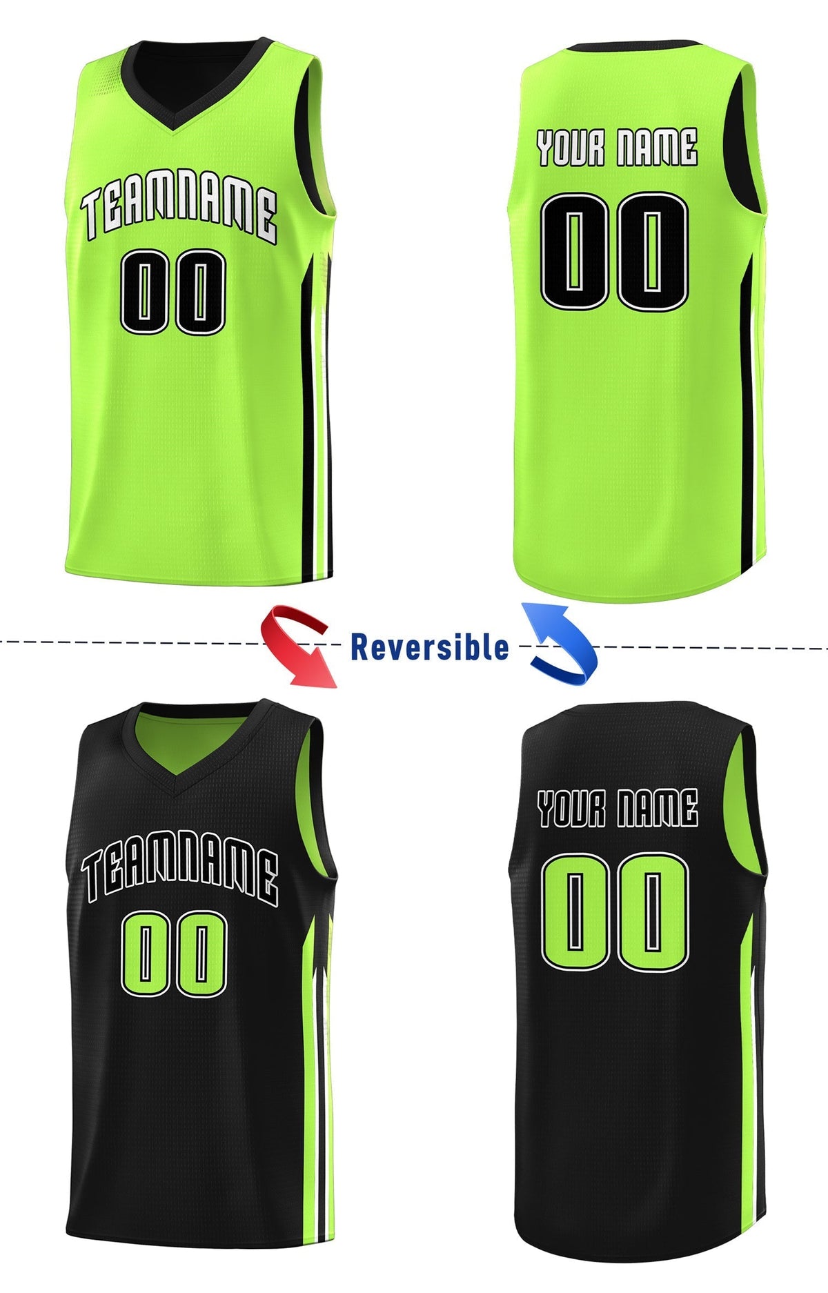 Custom Reversible Basketball Jersey Personalized Double Side Tops