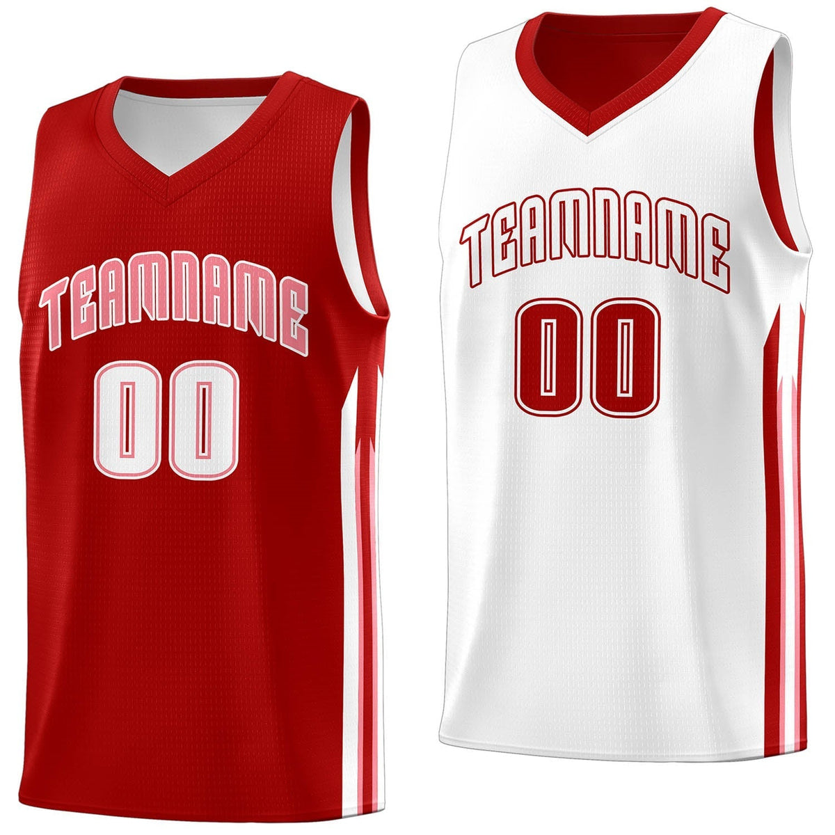 Custom Red White Double Side Tops Men Training Basketball Jersey