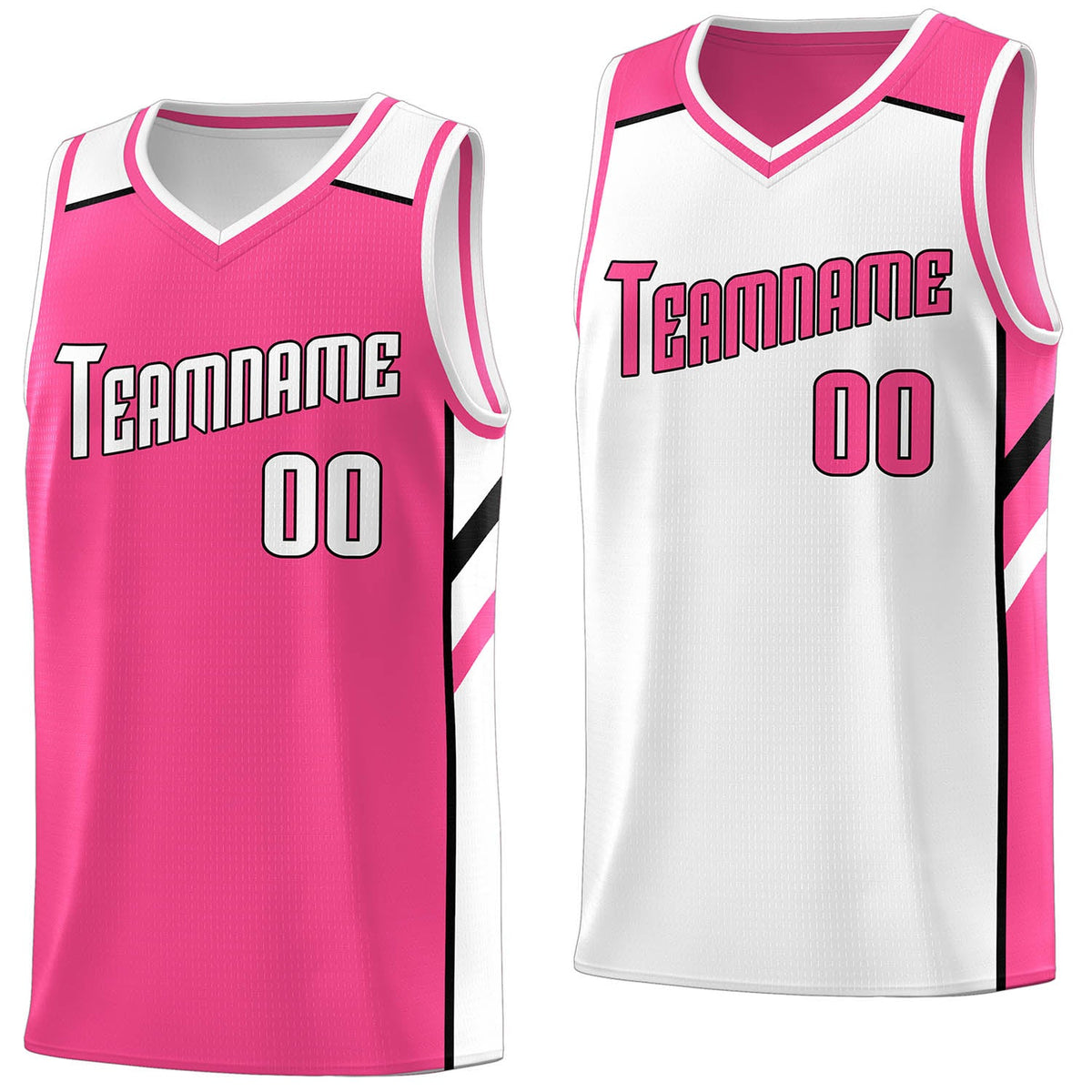 Custom Pink White Double Side Tops Training Basketball Jersey