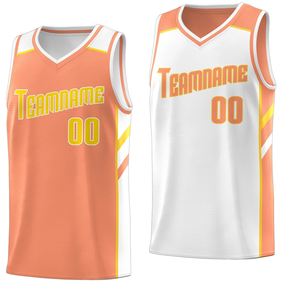 Custom Orange White Double Side Tops Men Casual Basketball Jersey