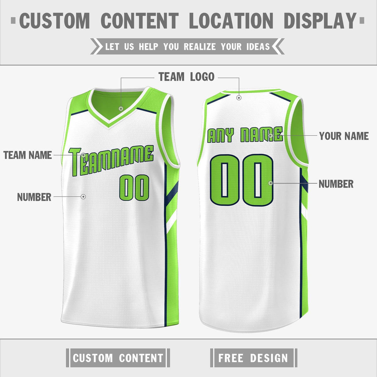 Custom Green Double Side Tops Training Basketball Jersey
