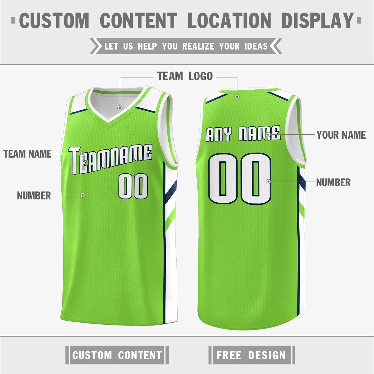 Custom Green Double Side Tops Training Basketball Jersey